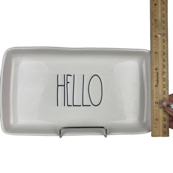 Rae Dunn Artisan Collection "Hello" Ceramic Rectangular Tray 10" X 5" White - Picture 4 of 8
